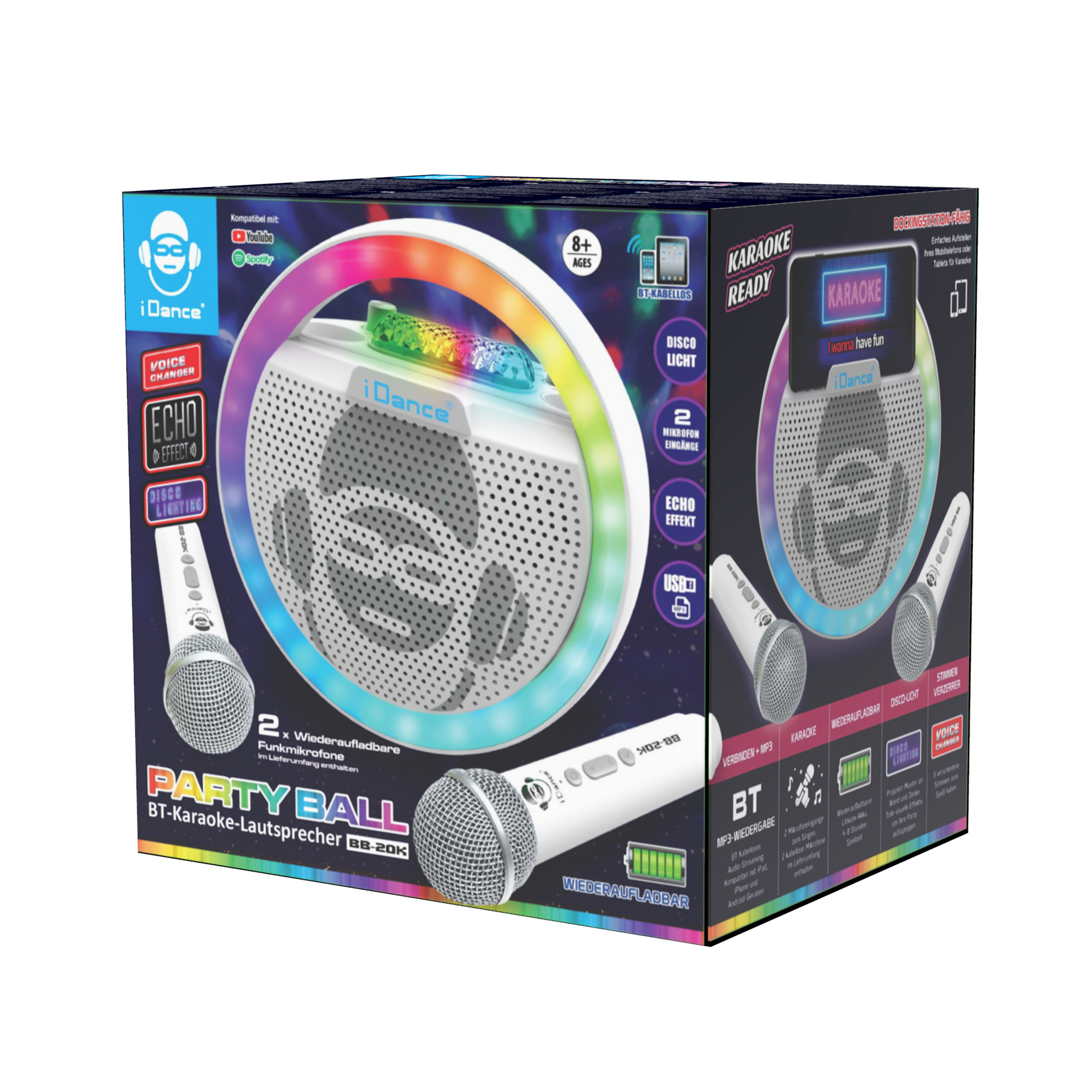 RockJam K-Pop Machine de karaoké sans Fil Bluetooth avec lumière Disco LED et Microphone sans Fil 10 W