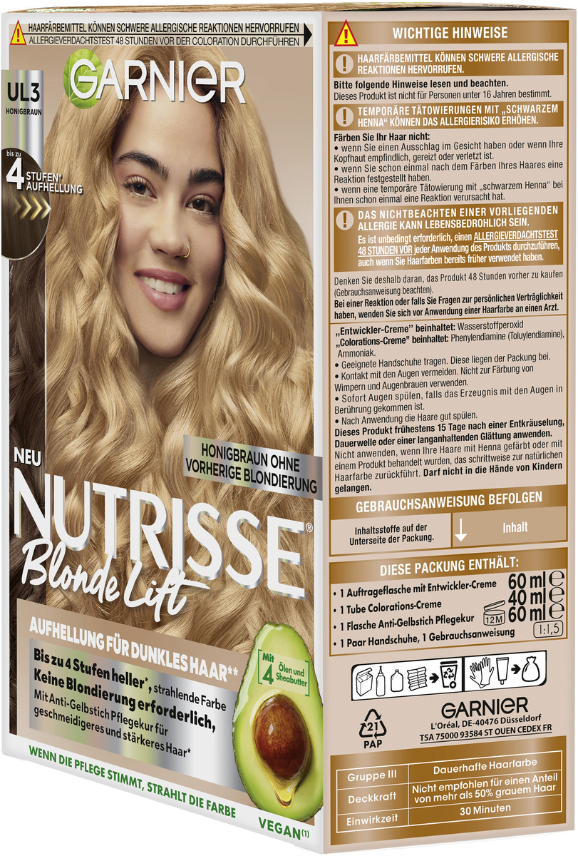 Garnier Nutrisse Ultra Bleach Aufheller – Bis Zu 9 Stufen Heller, Gegen Gelbstich – Packung Mit 3