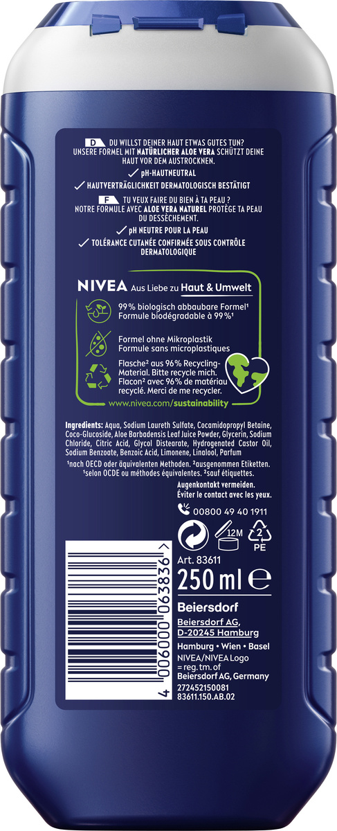NIVEA MEN Sport Duschgel – Erfrischendes Pflegeduschgel Mit Limonenduft, Für Körper & Haare