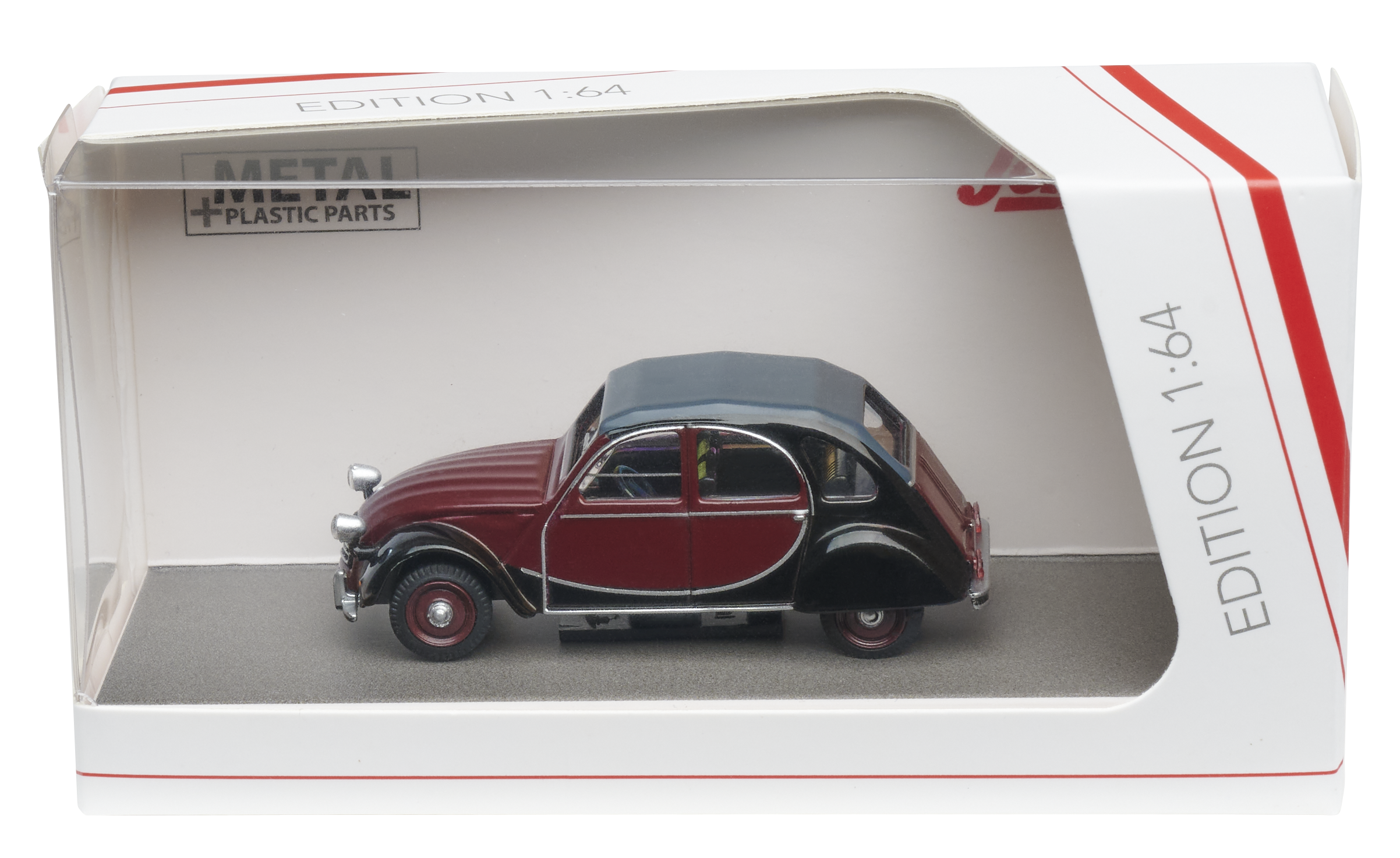 Voiture Miniature Schuco Citroen 2CV 1976 Blanche Et Rouge - 1:64 - Neuf Sous Boîte