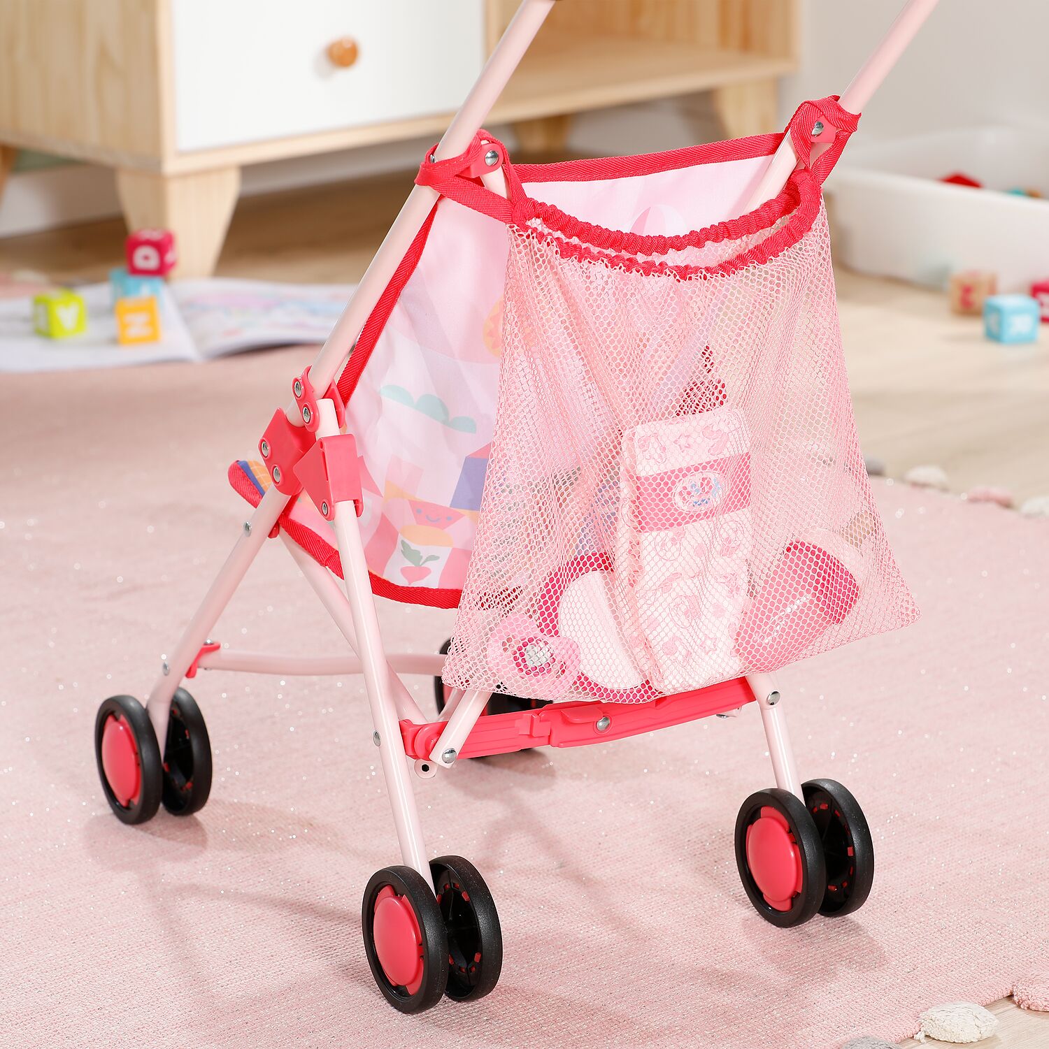 BABY born Puppenwagen Pink mit Tasche & 3-Punkt-Gurt faltbar online  bestellen | MLLER