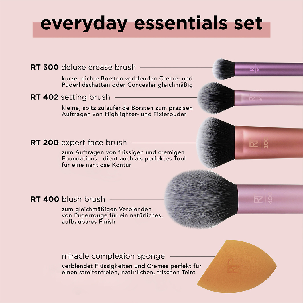 MODA 5-teiliges Make-up-Pinsel-Set In Pastell – Inkl. Tasche Für Unterwegs
