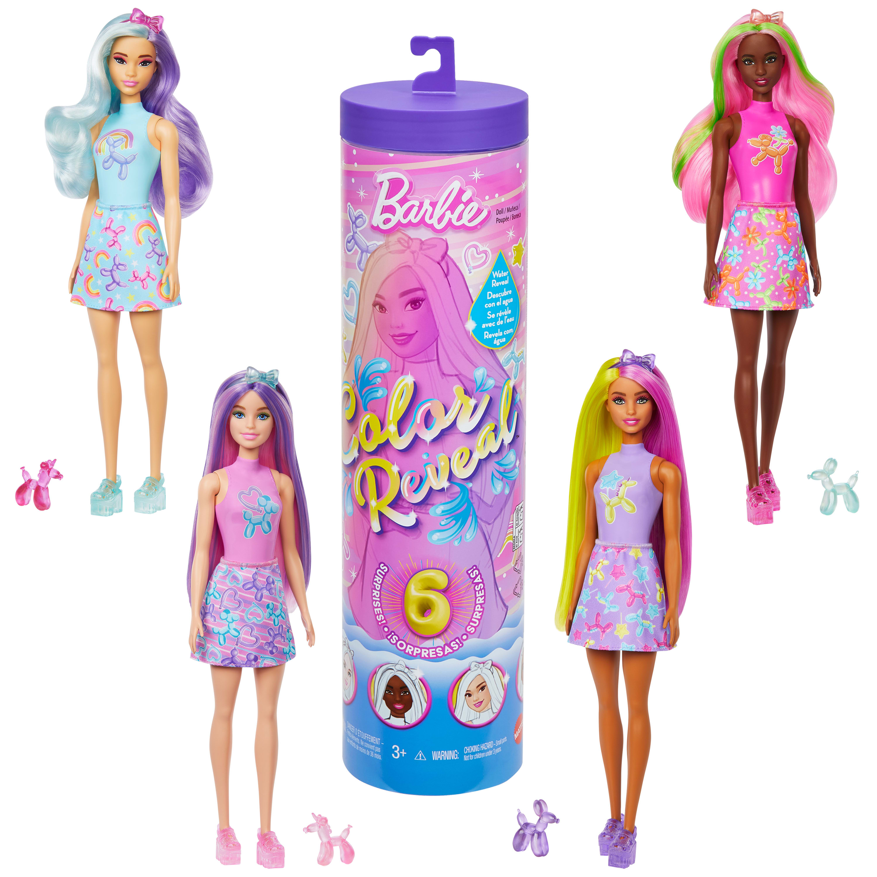 Barbie Color Reveal Totally Neon Fashions – Puppe Mit 25 Überraschungen, Farbwechsel, Badeanzug, Rollschuhe & Hund, Ab 3 Jahren