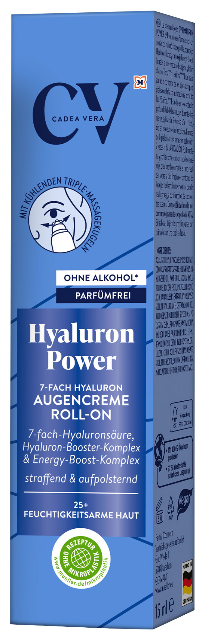 Womaness Augenöffner Anti-Aging Augencreme – Mit Hyaluronsäure & Bakuchiol, Gegen Augenringe & Schwellungen, 15 Ml
