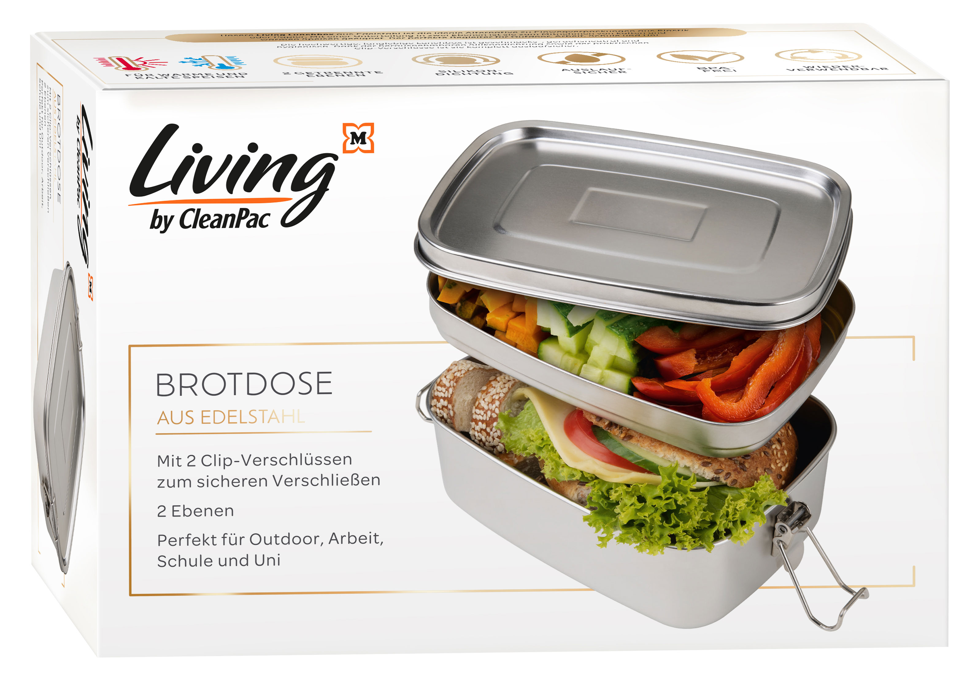 Living by CleanPac Brotdose aus Edelstahl online bestellen