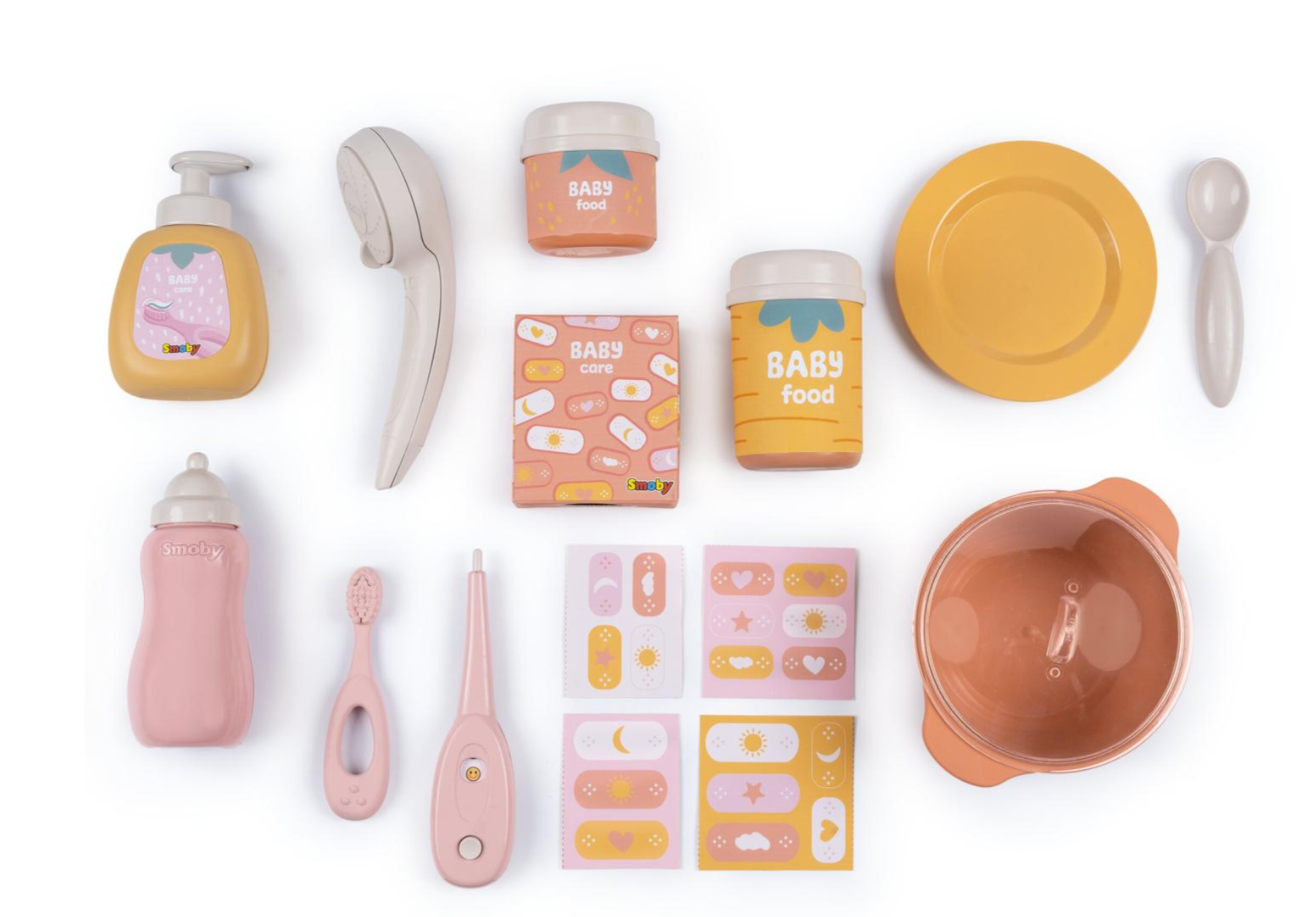 LINFUN KIDS Puppen-Zubehör-Set – Fütterung & Baden Mit Milchflasche, Töpfchen & Badeutensilien – Rollenspiel Ab 3