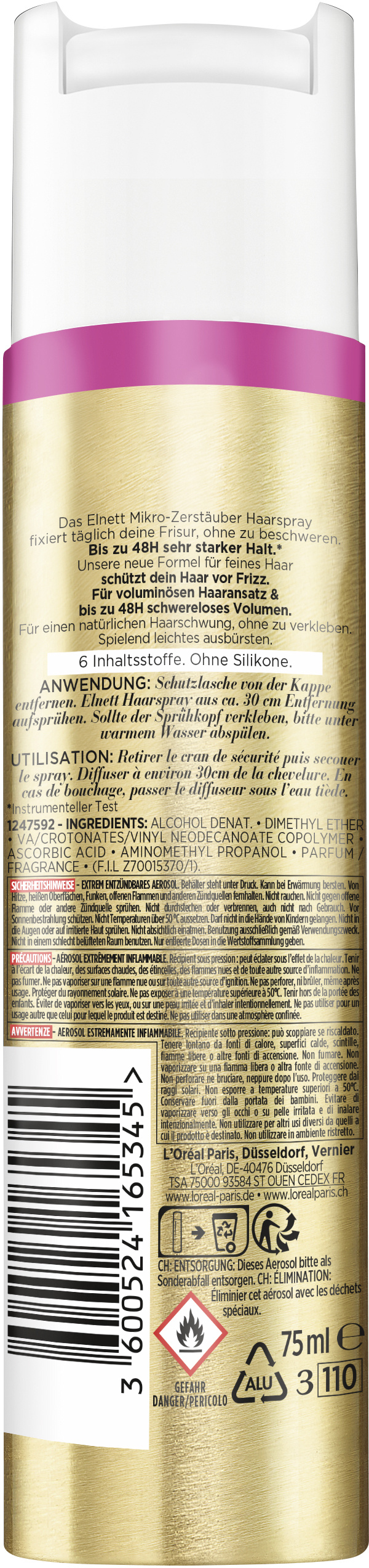 Elidor Sculptural Haarspray, Starke Befestigung – 12 X 75 Ml Mini-Größe, Mit UV-Schutz