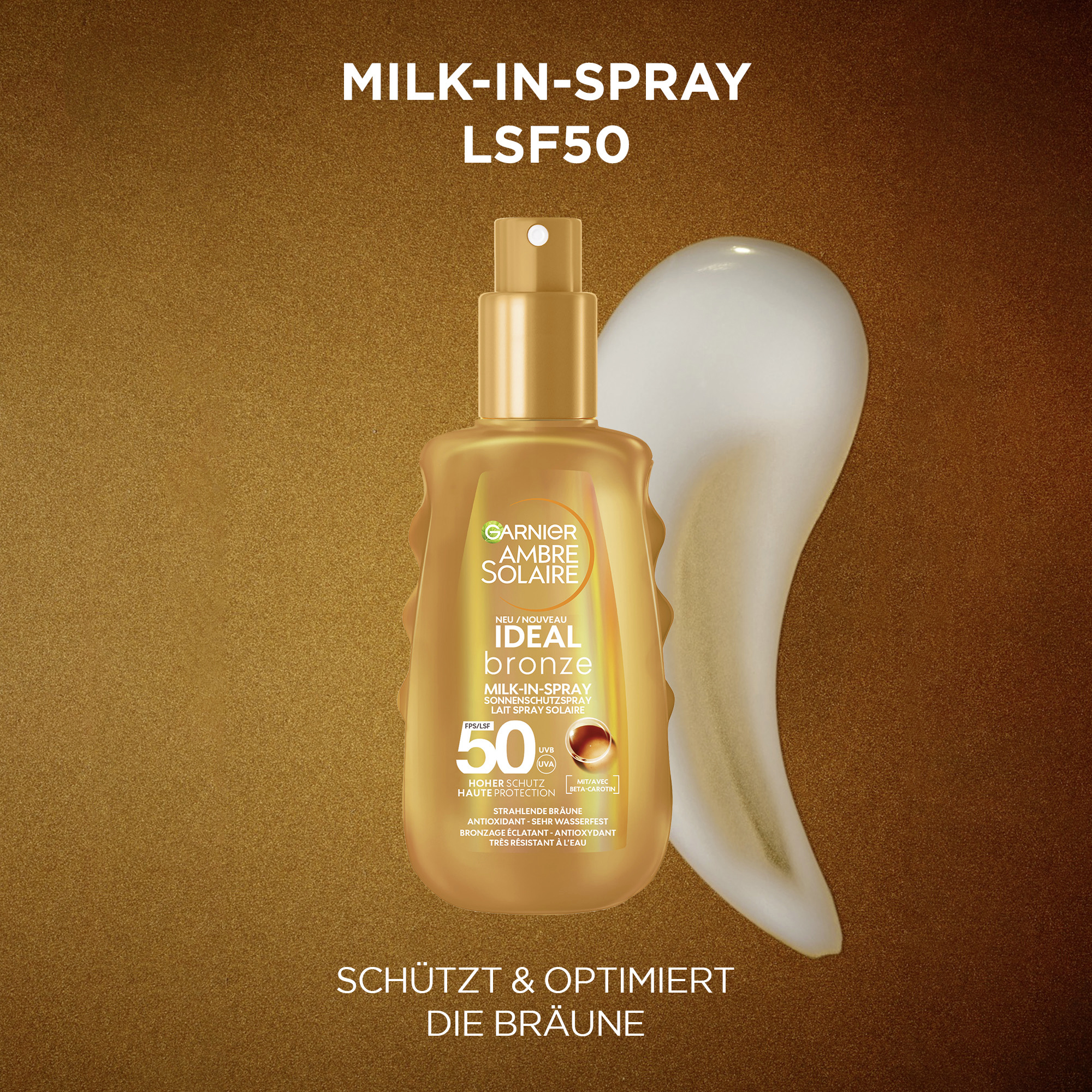 Garnier Ambre Solaire UV-Fluid Fürs Gesicht, LSF 50+ – Extra Leicht, Mit Hyaluron, Für Sensible Haut, 50 Ml