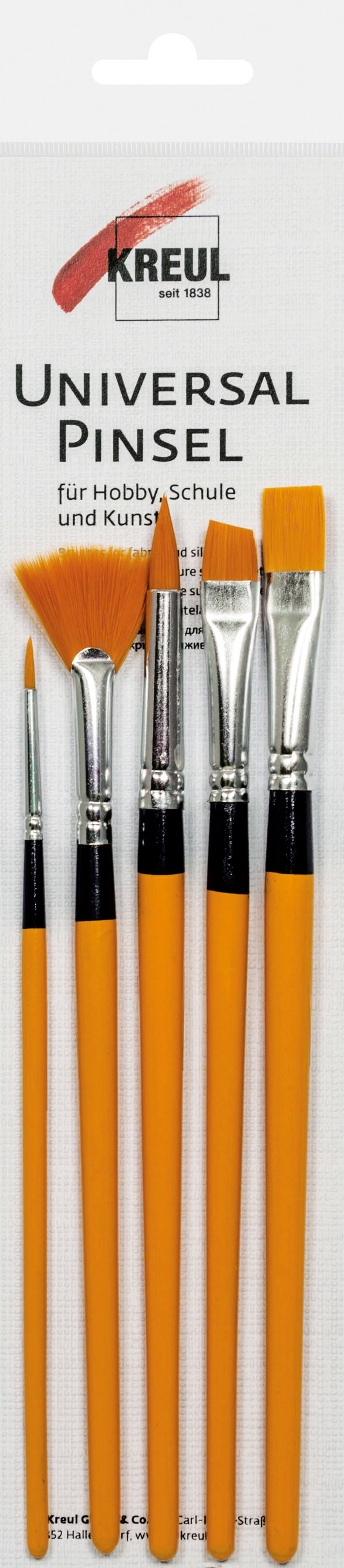 Pincel Plano Universal KREUL Tamaño 8 – Cerdas Sintéticas Doradas, Ideal Para Acrílicos Y Manualidades, Escuela Y Arte
