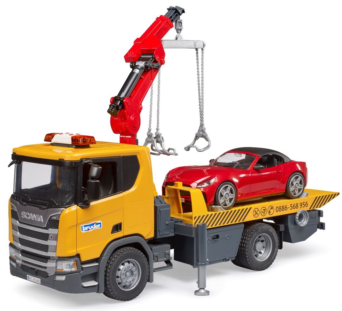Bruder 03560 Scania R-Serie Müll-LKW – 1:16 Müllfahrzeug Mit Drehrad-Mechanik, Pressmechanik & 2 Mülltonnen, Hochwertiges Spielzeug Aus ABS, Für Drinnen Und Draußen, Für Kinder Ab 3 Jahren