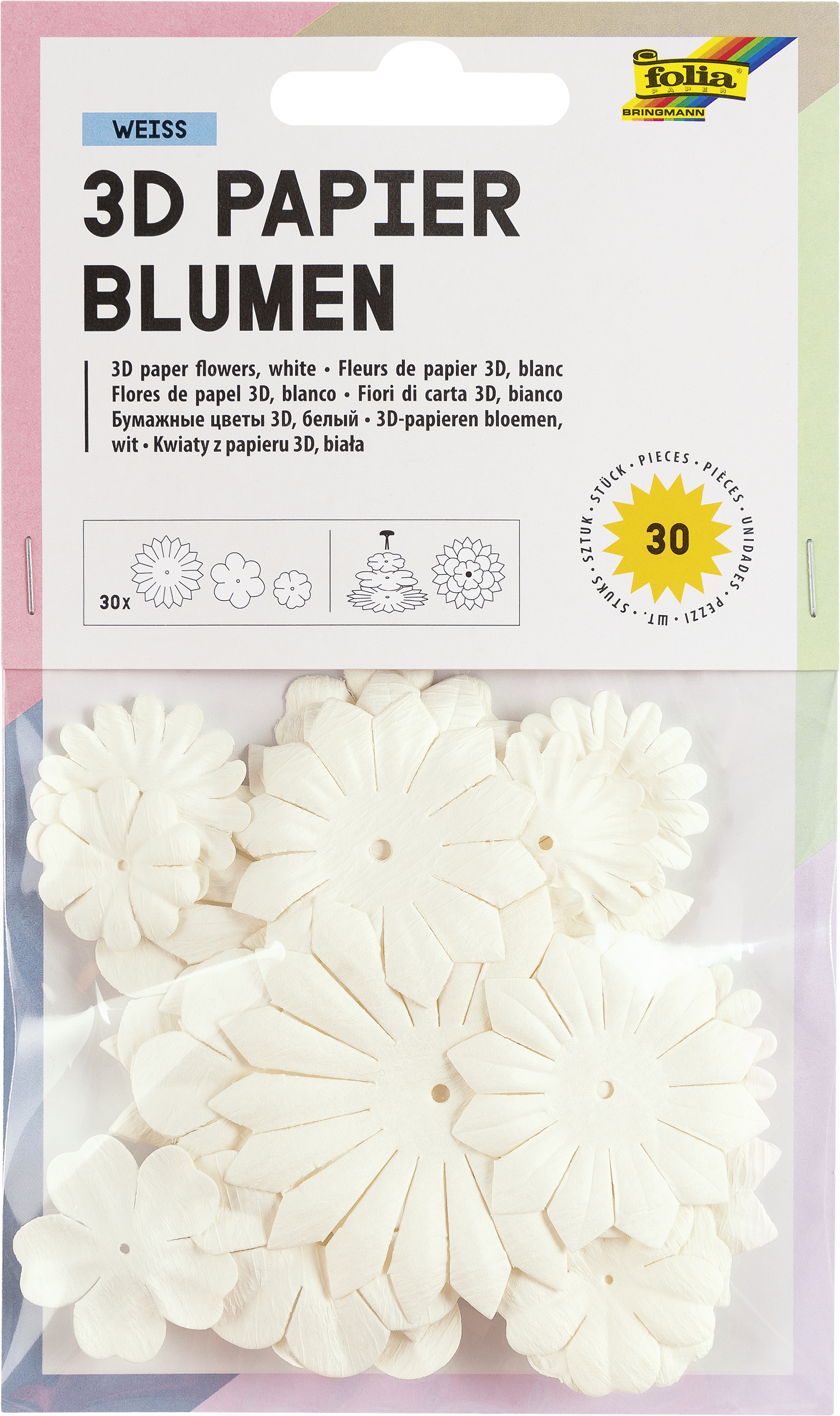 folia Papierblumen weiß online bestellen