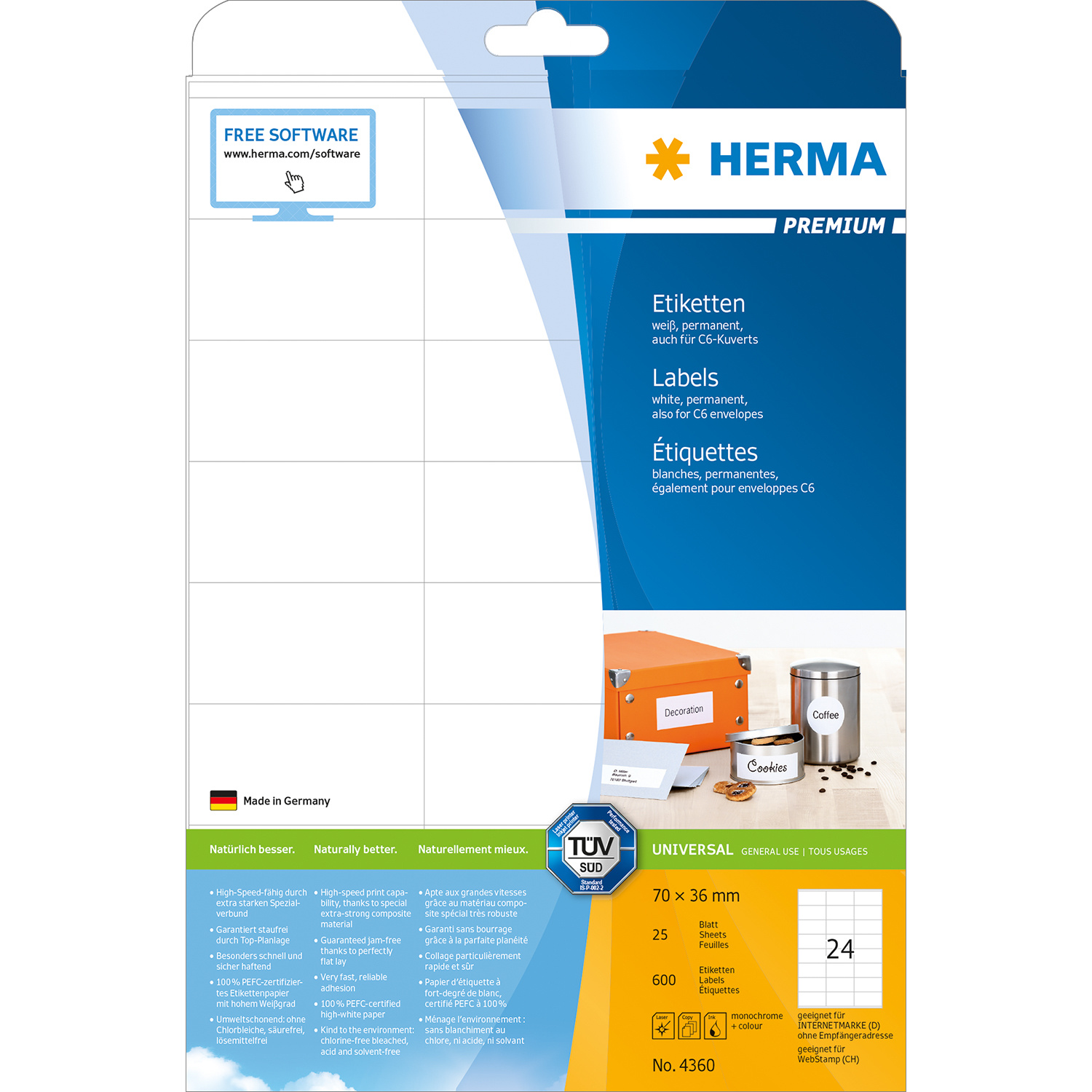 HERMA 2440 multifunctionele etiketten klein (32 x 41 mm, 32 velles, papier, mat) zelfklevend, permanent klevende huishoudelabels voor handschrift, 384 stickers, wit