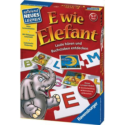 Ravensburger E Come Elefante - Gioco Educativo Per Imparare Le Lettere E I Suoni, 31 Lettere, 57 Carte, 1-4 Giocatori - 5