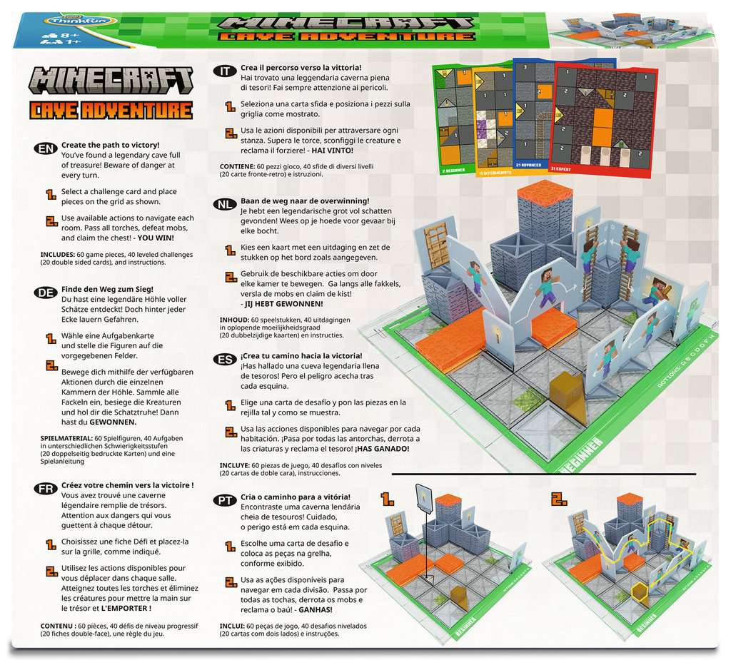 ThinkFun Minecraft Magnetisches Reise-Puzzle – 40 Herausforderungen, Logikspiel Ab 8 Jahren