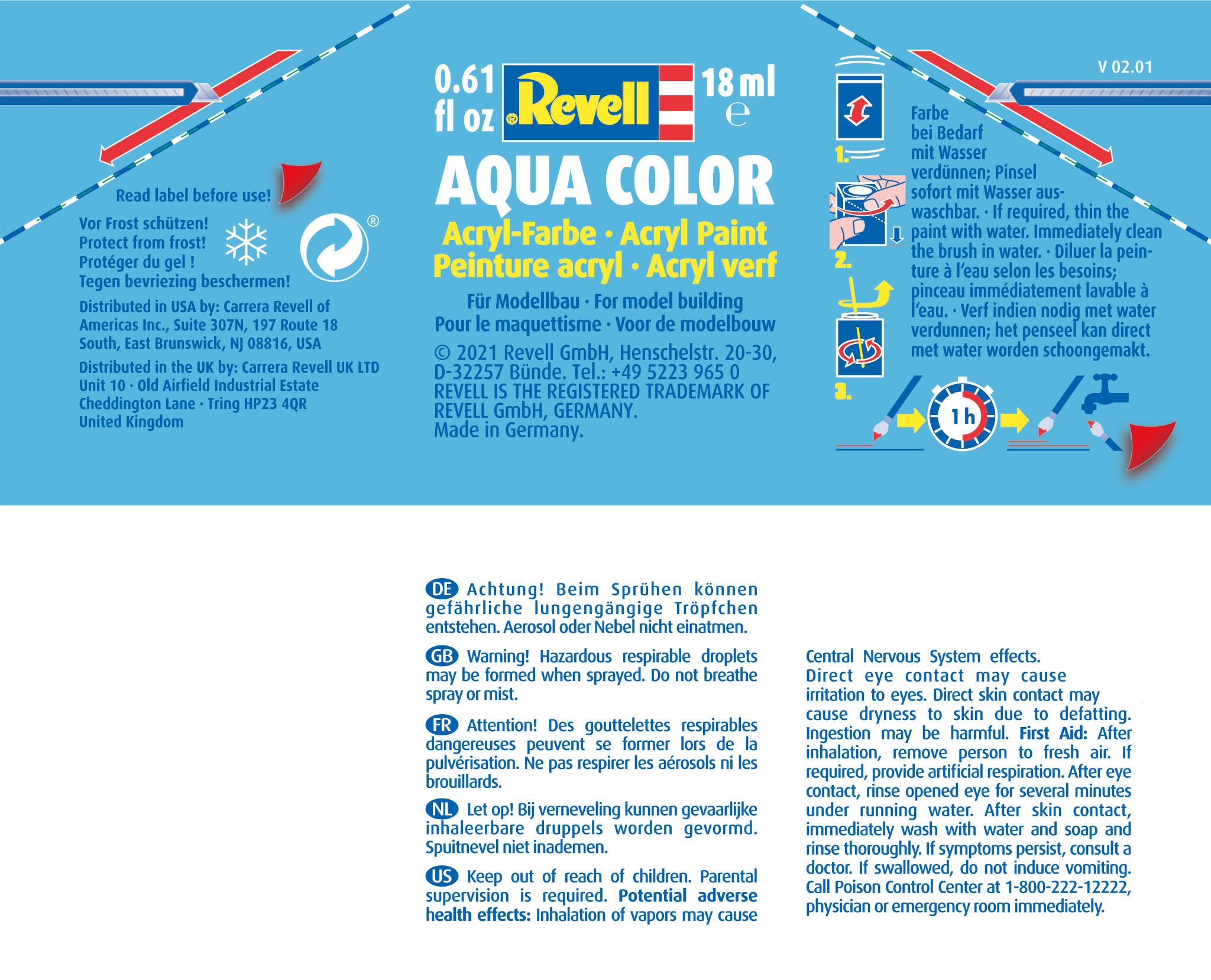 Revell 36350 Aqua Color Bleu Foncé Soie (18ml) Modélisme 4009803363509