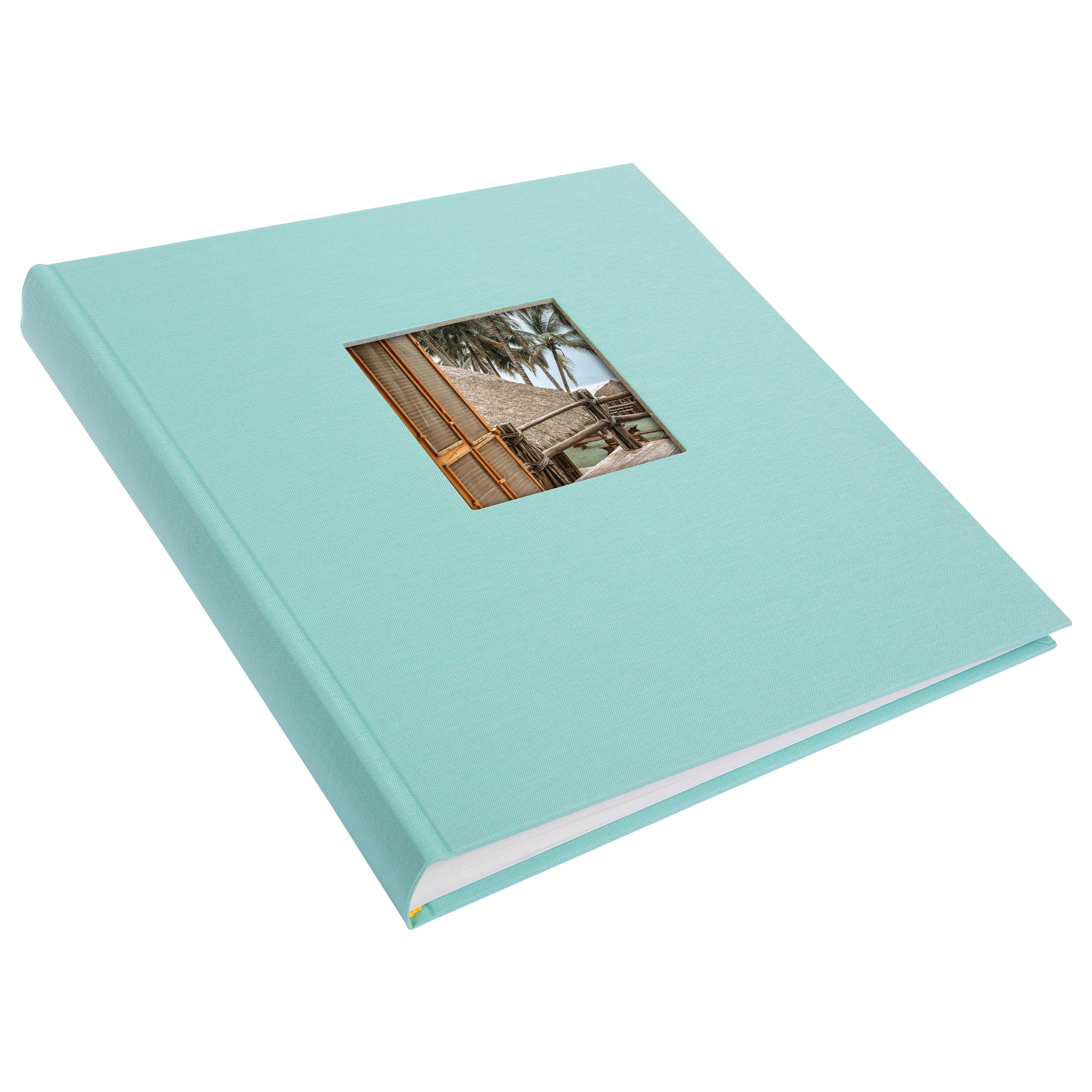 goldbuch 27723 fotoalbum met uitsparing, Bella Vista, herinneringsalbum 30 x 31 cm, fotoalbum 60 witte pagina's met pergamijn scheidingsbladen, fotoboek van linnen, zandgrijs