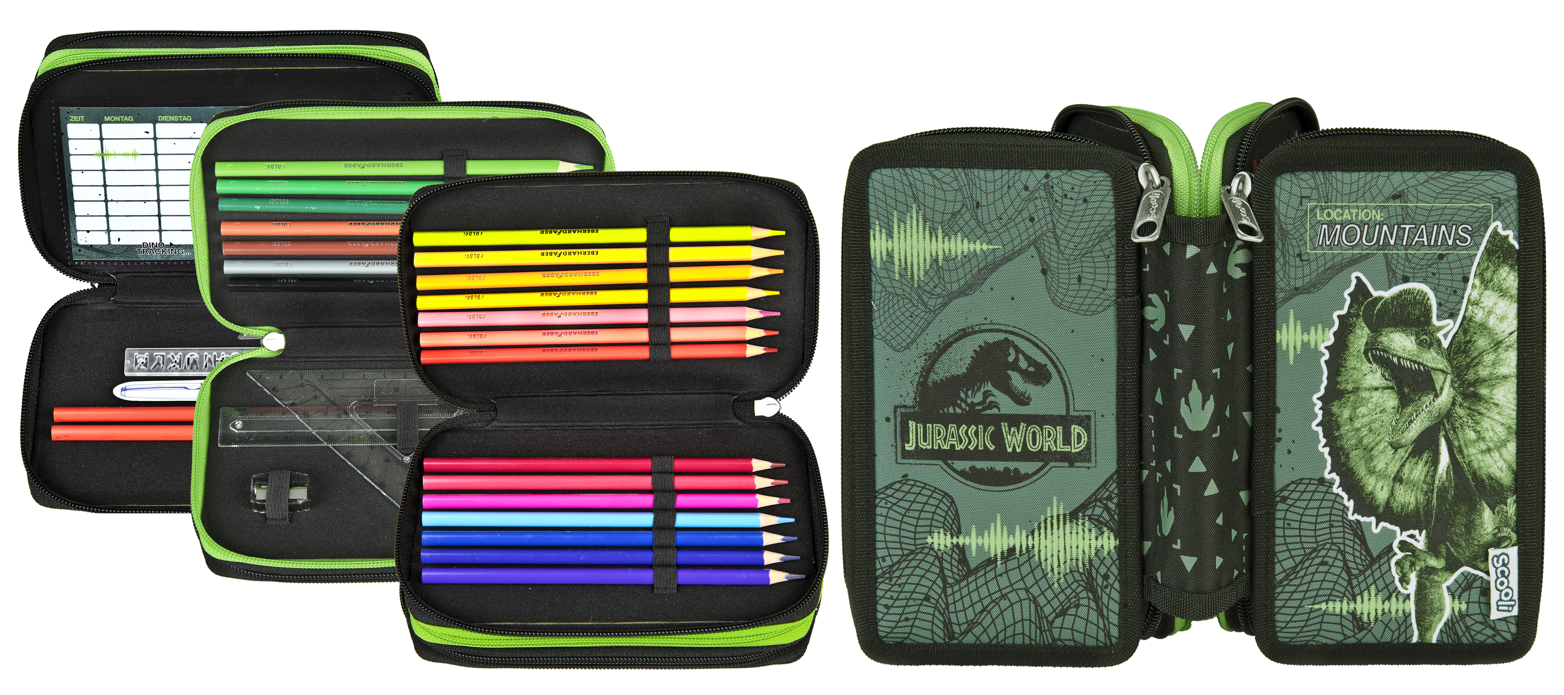 Jurassic World Federmäppchen – 3-stöckig, Mit 39 Teilen – Offizielles Lizenzprodukt Für Schule & Büro