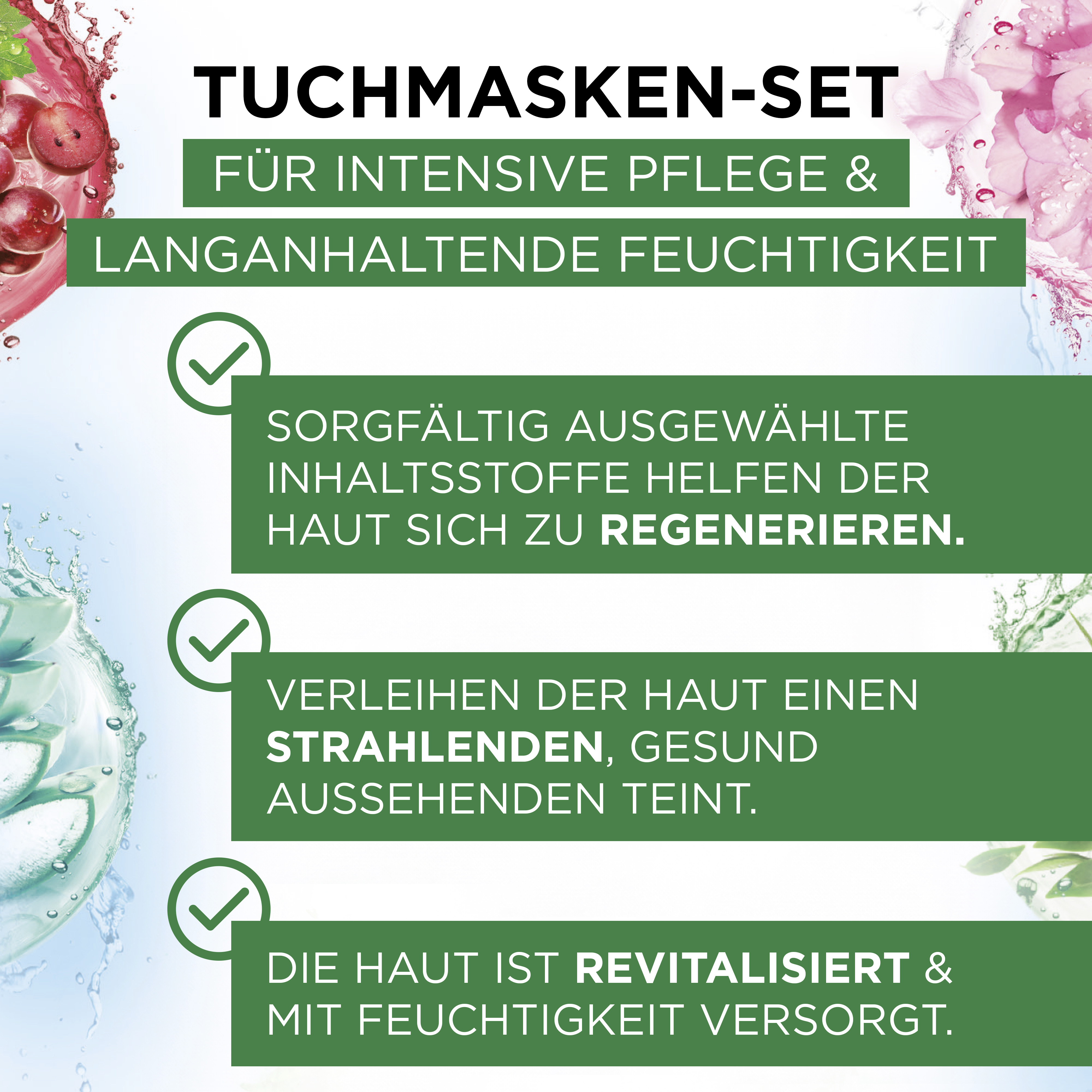 12 Stück Gesichtstuchmasken Set – Feuchtigkeitsspendend, Für Verschiedene Hauttypen