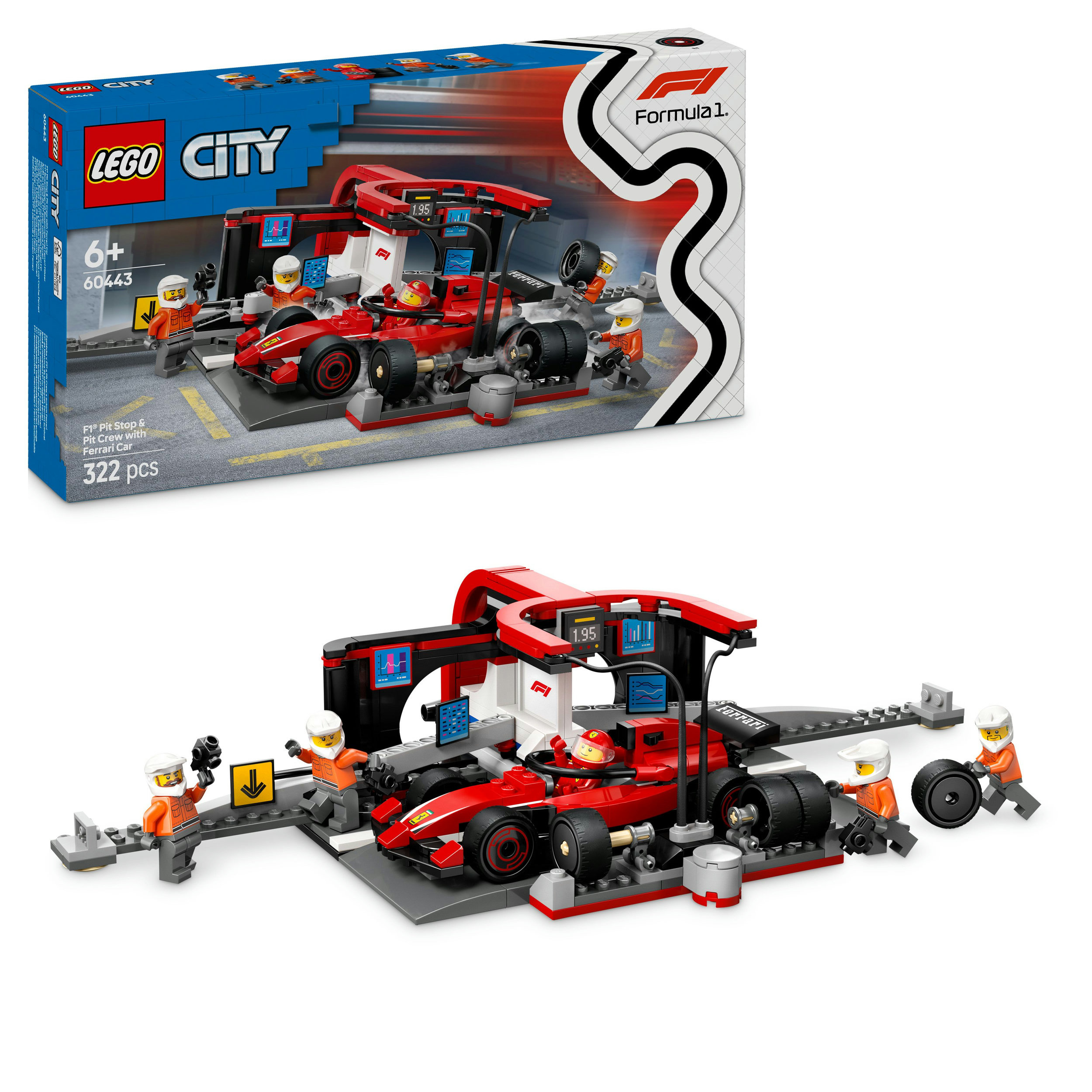 LEGO City F1 Boxenstopp mit Boxencrew und Ferrari Flitzer Bauset