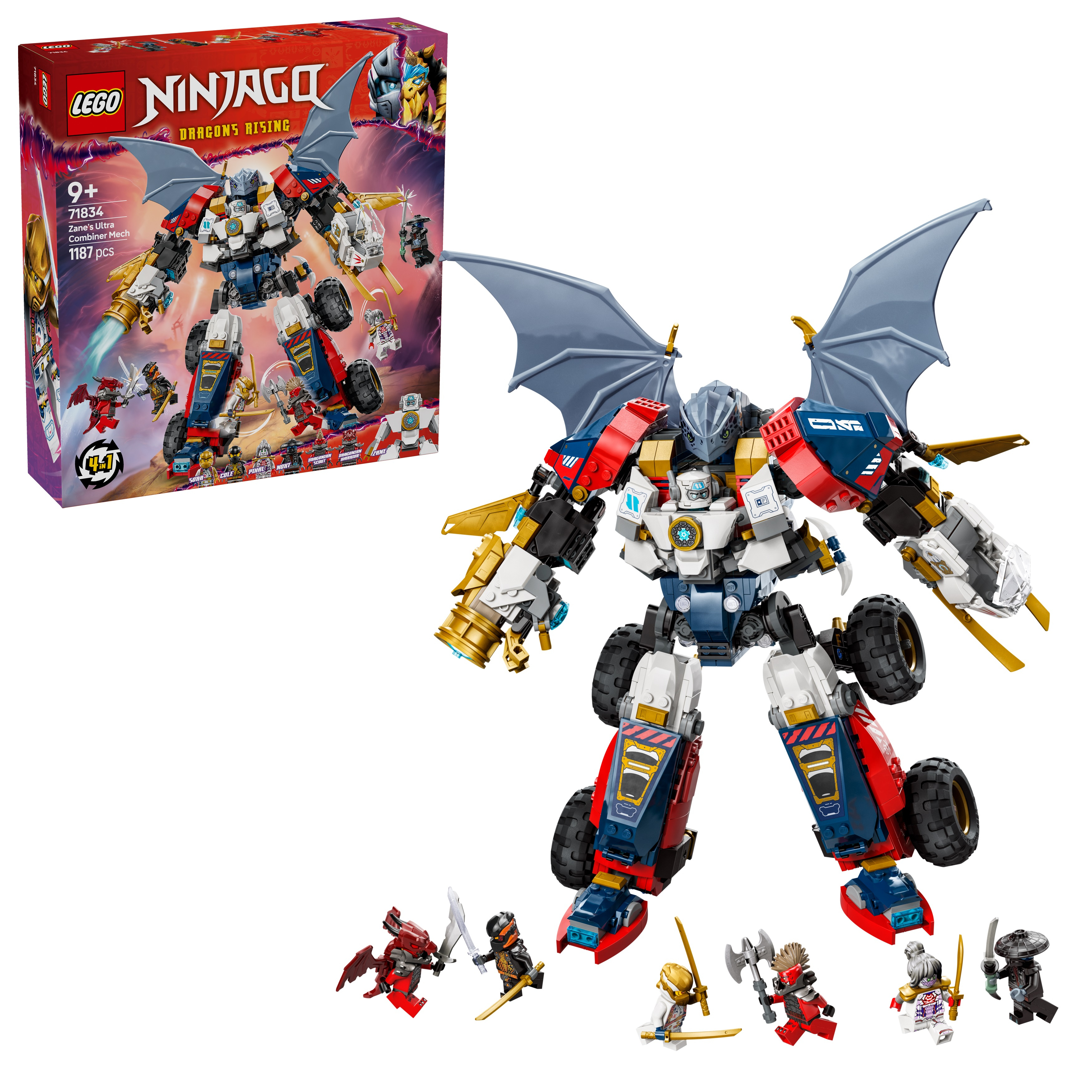 LEGO NINJAGO 4in1 Zanes Ultra-Kombi-Mech - Auto, Jet und Drache