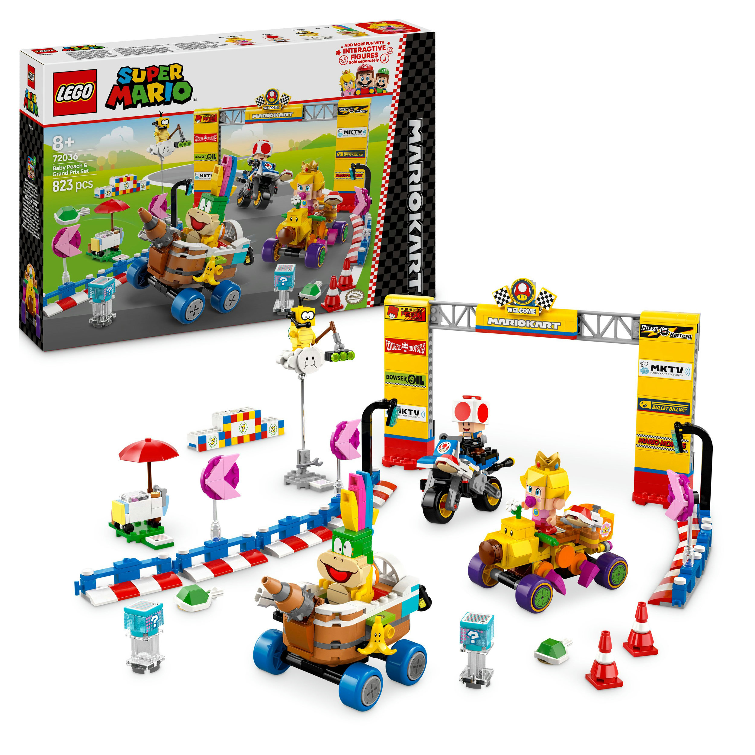 LEGO Super Mario: Mario Kart – Set Baby Peach y Gran Premio, Toad