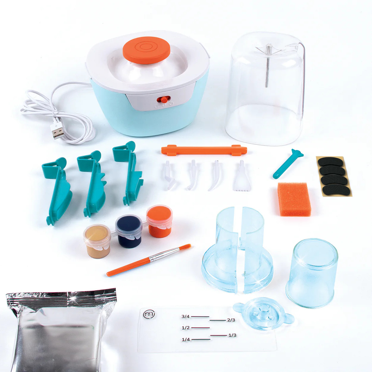 Maped CREATIV Töpfer-Set TERRA STUDIO – Manuelle Holz-Töpferscheibe Für Kinder Ab 5 Jahren, Inkl. 1 Kg Ton, Farben & Werkzeug, Kreativ-Bastelset Zum Modellieren, Malen & Gestalten