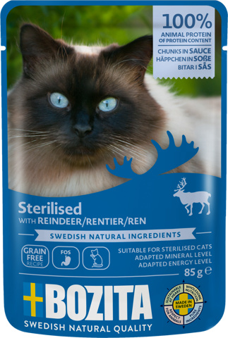 BOZITA Katzennassfutter Sterilised Hppchen in Sauce Rentier bei MUELLER DE  kaufen