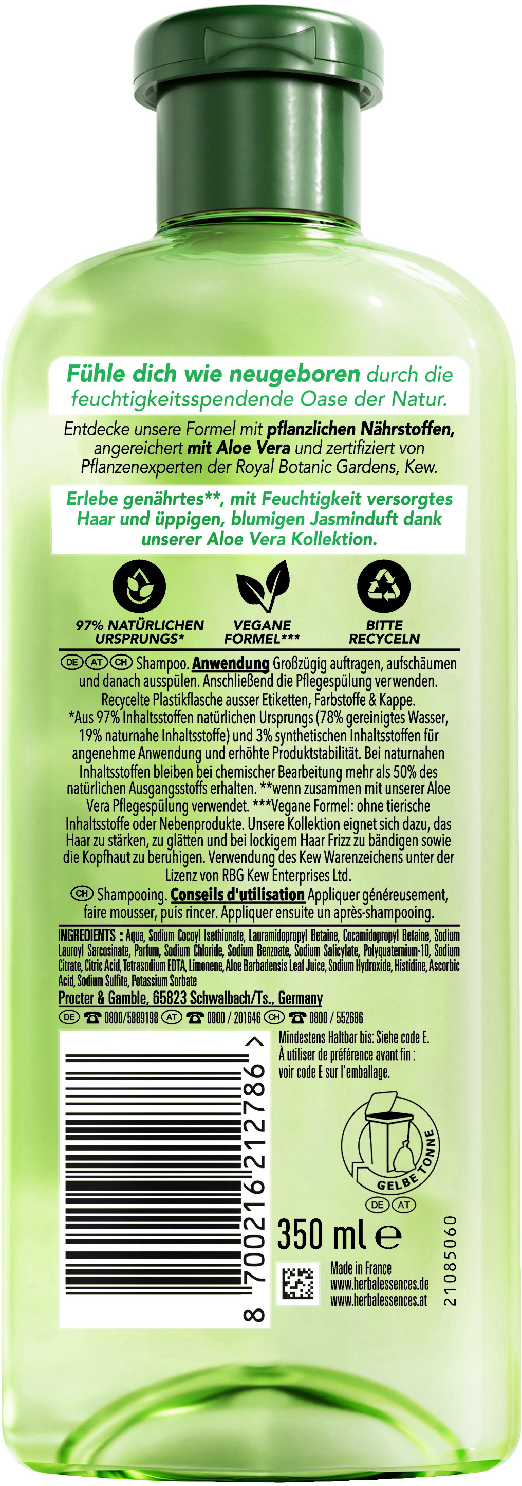 Tahe Organic Care Mizellen-Shampoo Gegen Umweltverschmutzung – Mit Aloe Vera & Minze, 500 Ml