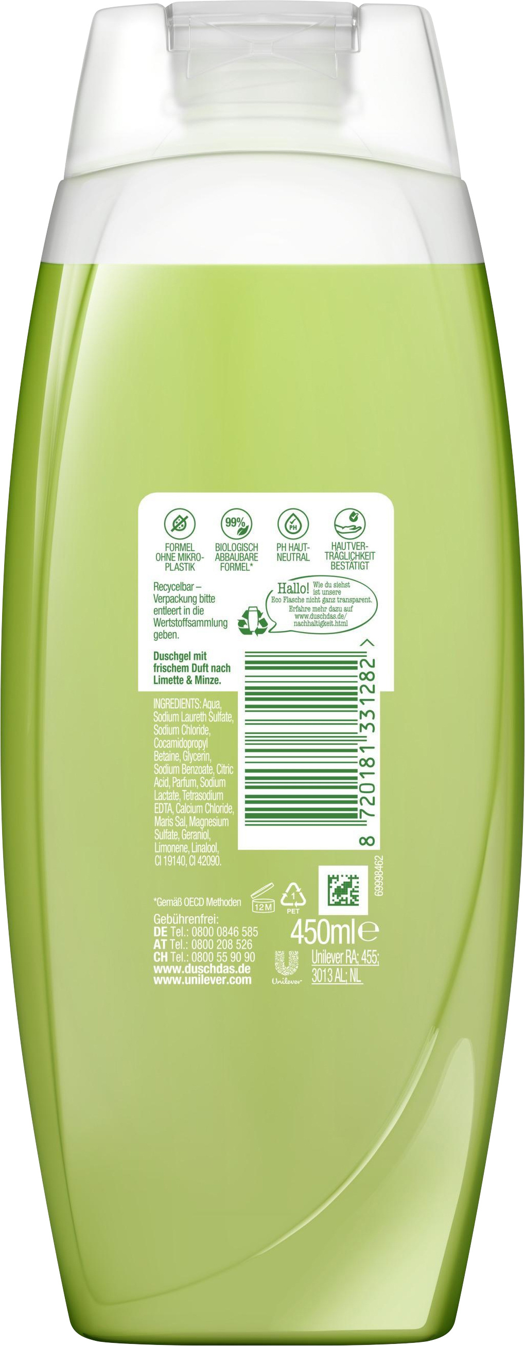 MOUSSEL Duschgel Limette Minze – 2 Flaschen à 650 Ml + TOTE BAG Als Geschenk, Erfrischend & Belebend